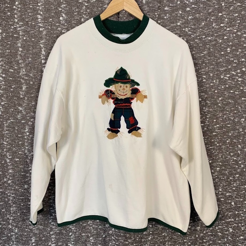 Vintage M&C Sportswear Embroidered Scarecrow Pullover Sweatshirt Women's XL